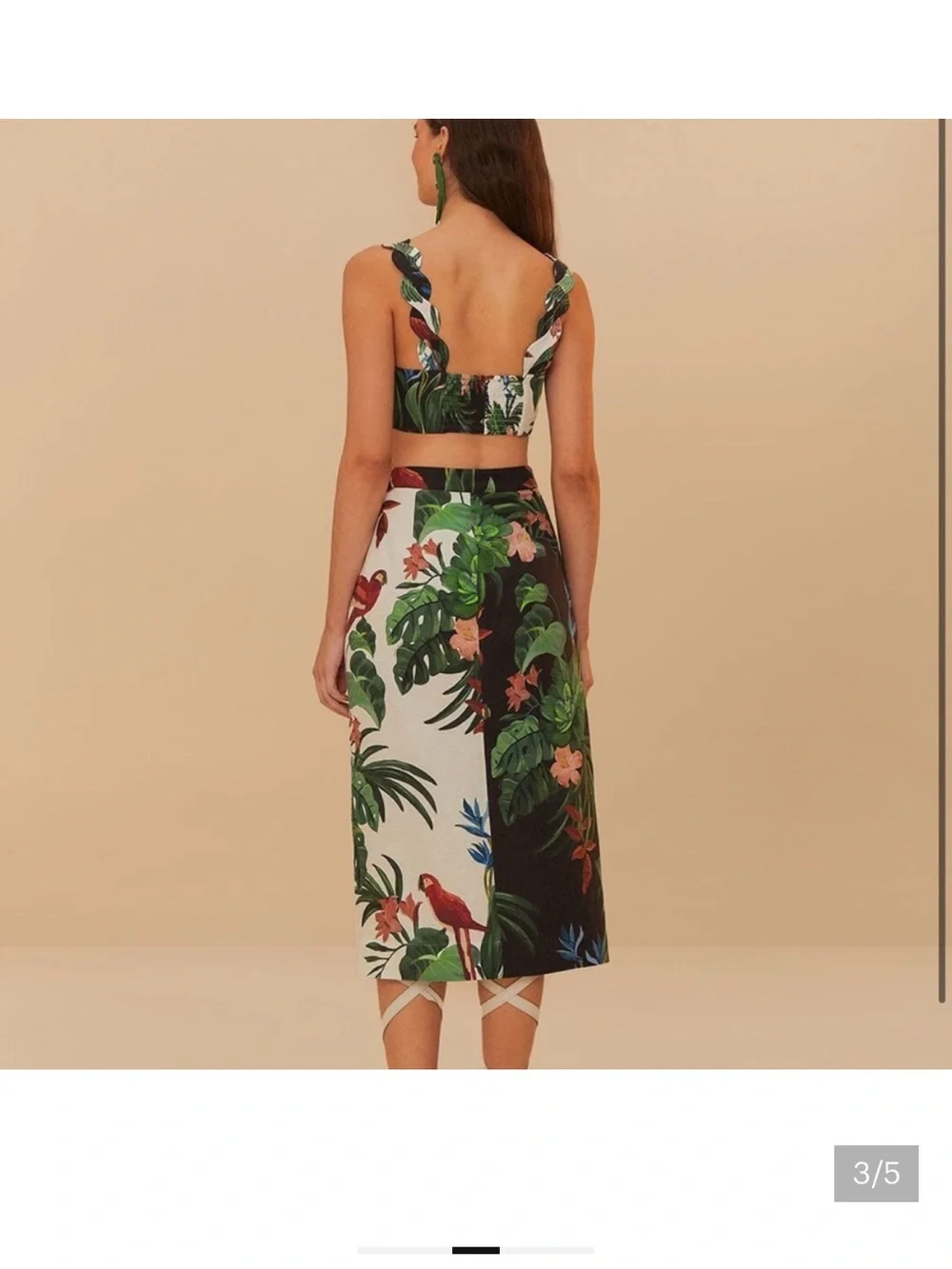 FARM Rio Mixed Midnight Macaw Fiesta Euroflax Midi Skirt